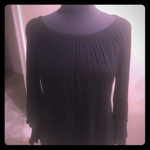 Union of Angels Black Top peasant elastic neckline